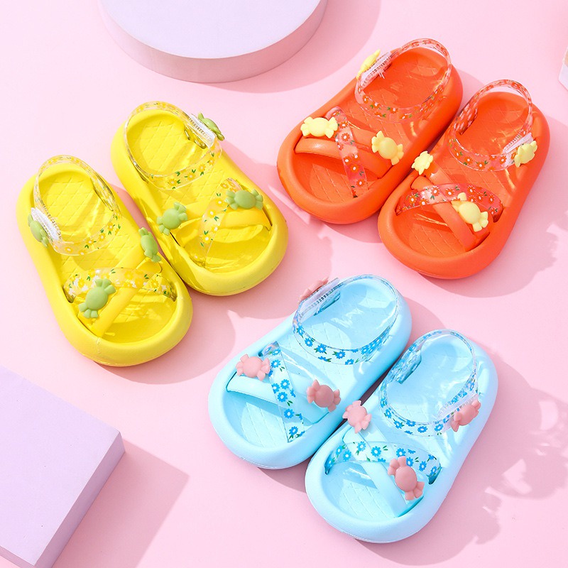 SH2245 GLORYKIDZ Sepatu sendal anak jelly transparan sol tinggi bunga permen candie floweri cute lucu size 14 - 19 untuk anak 1 sd 6 tahun