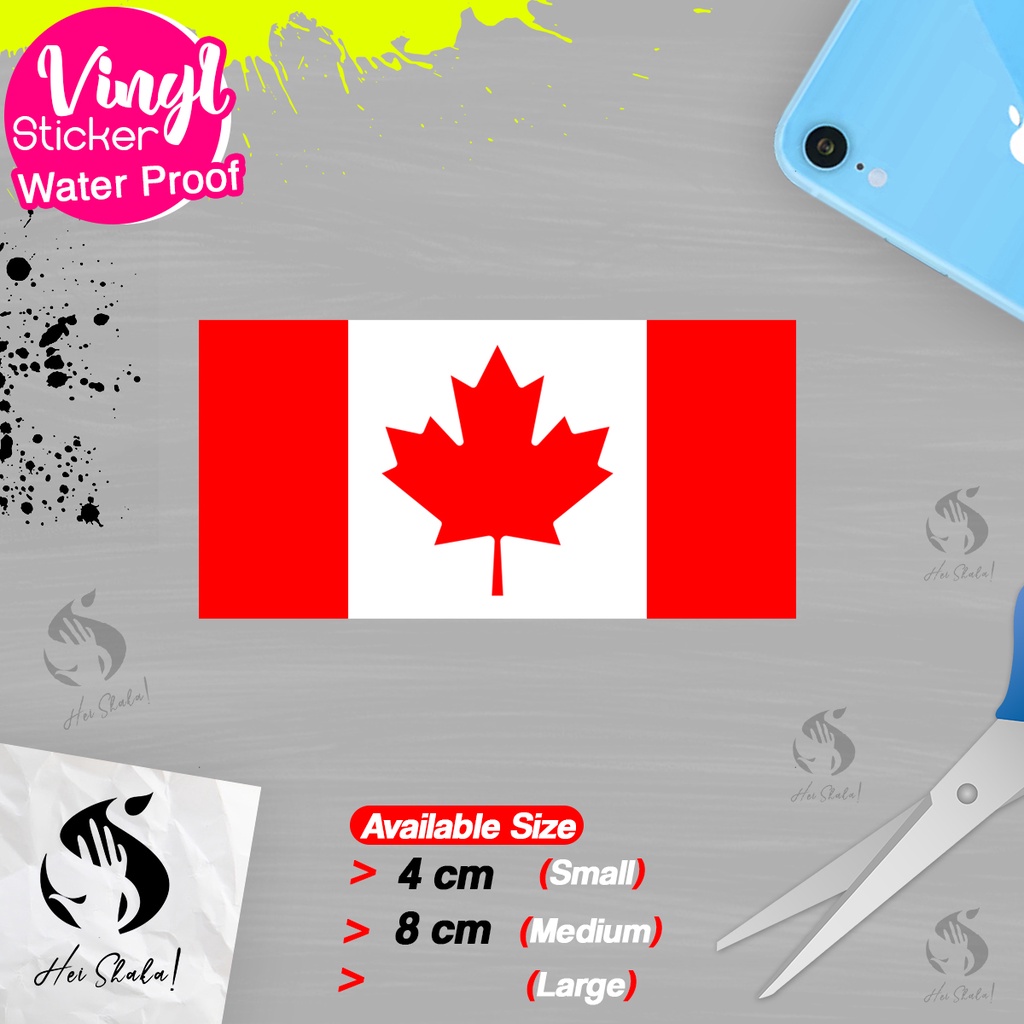 

Stiker Canada Kanada Sticker Vinyl Satuaan Motif Bendera Negara Dunia Bahan Anti Air