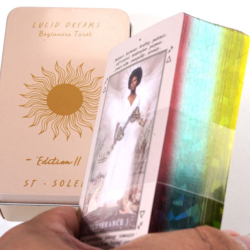 Lucid Dreams Beginners Tarot dengan Kotak Kaleng pinggiran Rainbow