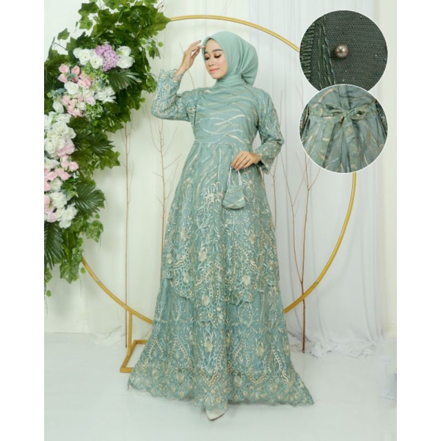 Kebaya Gamis Tingkat Runcing Modern / Kebaya Gamis Pesta Mewah / Gamis Bridesmaid / Gamis Brukat Modern