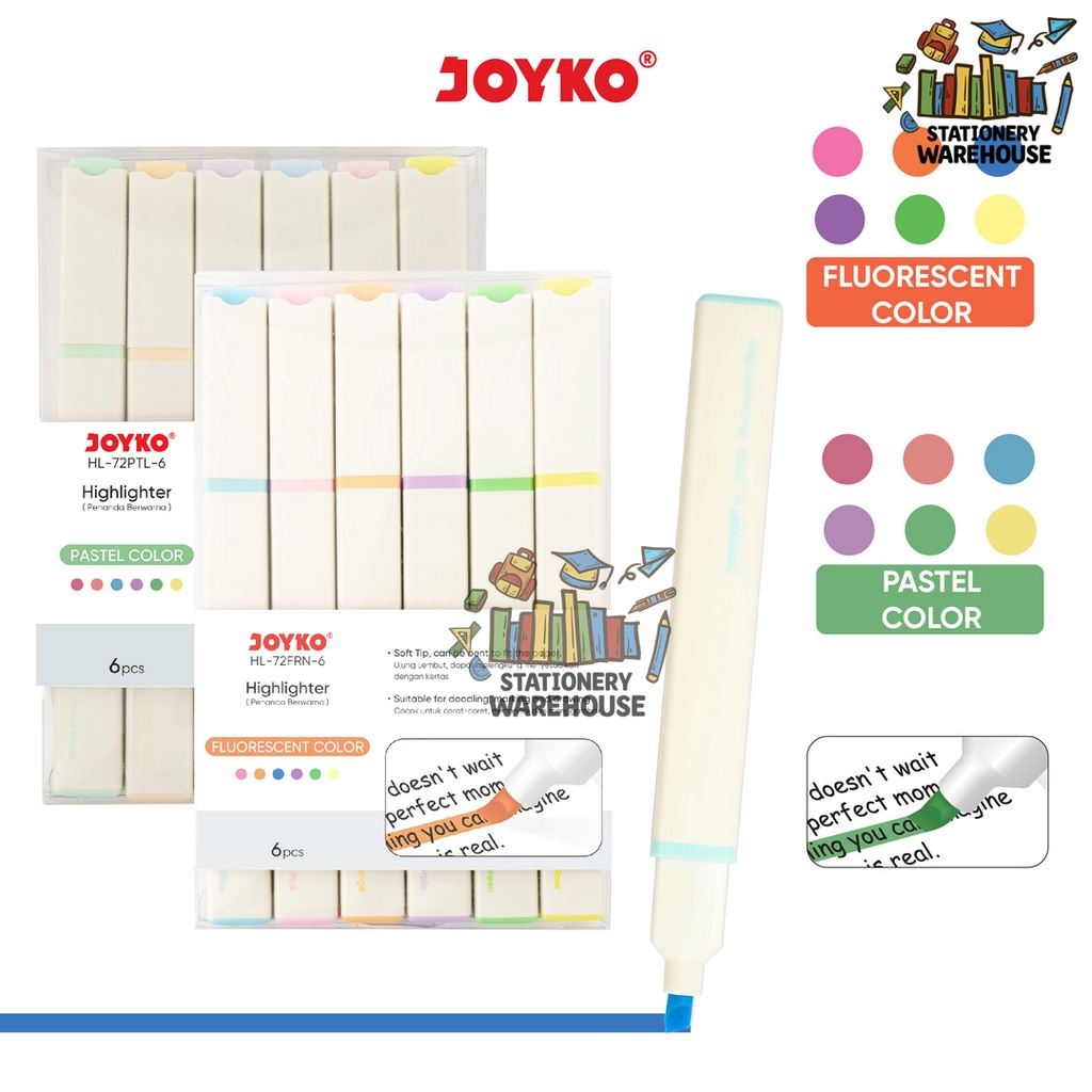 

Penanda Berwarna Highlighter Joyko HL-72FRN ~ 72PTL 6 Warna