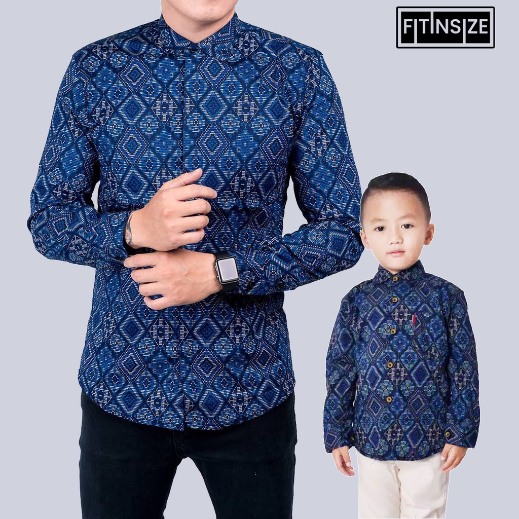 Batik Couple Modern Ayah dan Anak Premium Diamond Navy