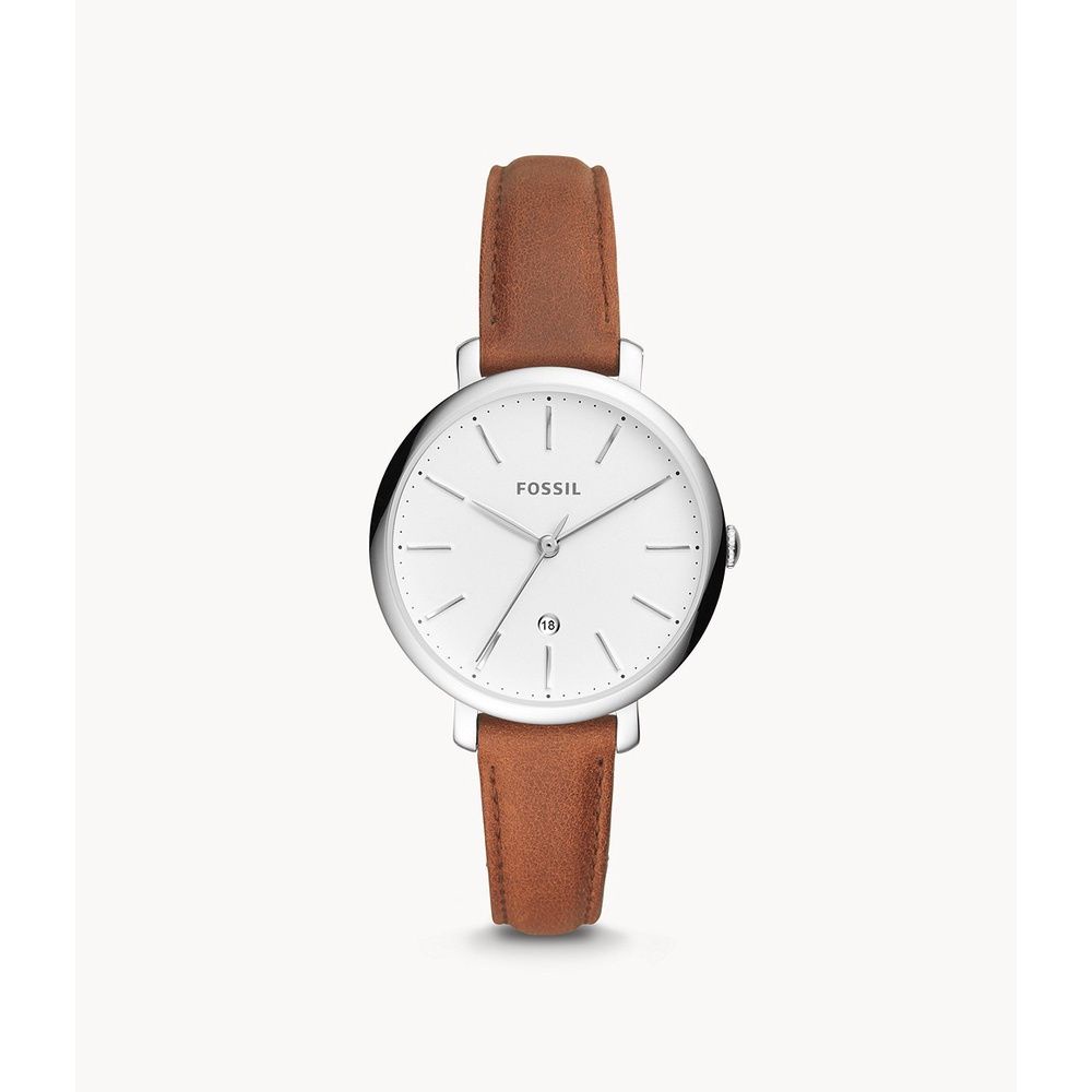 Jam Tangan Wanita Minimalis Jacqueline Brown Leather Strap Original BNIB ES 4368