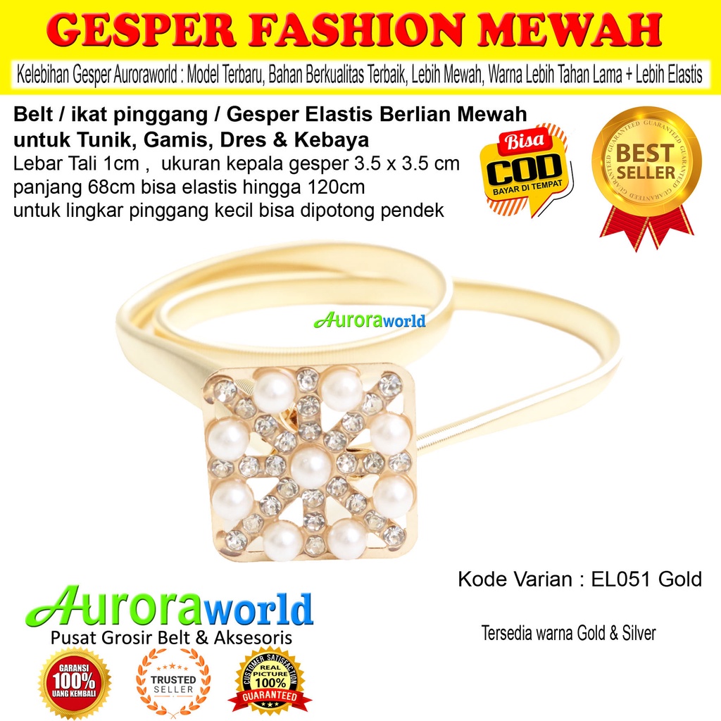 AURORAWORLD GESPER FASHION CEWEK BELT PEREMPUAN TERBARU IKAT PINGGANG WANITA ELASTIS UNTUK DRESS TUNIK  GAMIS BISA COD