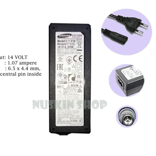 ORIGINAL KABEL ADAPTOR POWER SUPPLY MONITOR SAMSUNG 14v 1.07a