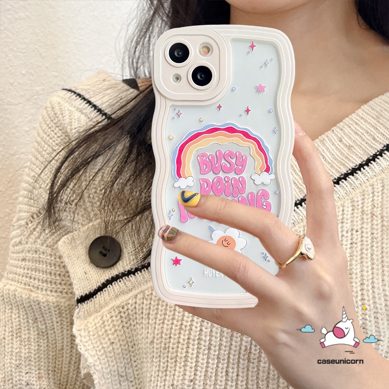 Casing Oppo A17 A57 A78 A15 A95 A55 A17K A77s A77 A3s A16K A96 A54 A74 A76 A16 A12 A1K A15s A7 A5s F9 A16E A53 A9 A5 A16s A52 Reno 8T 7z 8z 5huruf Pelangi Lembut Bergelombang Tepi Sarung