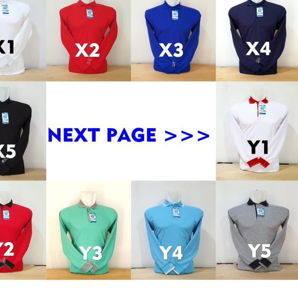 Kaos Polo Panjang Biru Laut List Putih / Kaos Kerah Panjang - Tulis No Warna, S