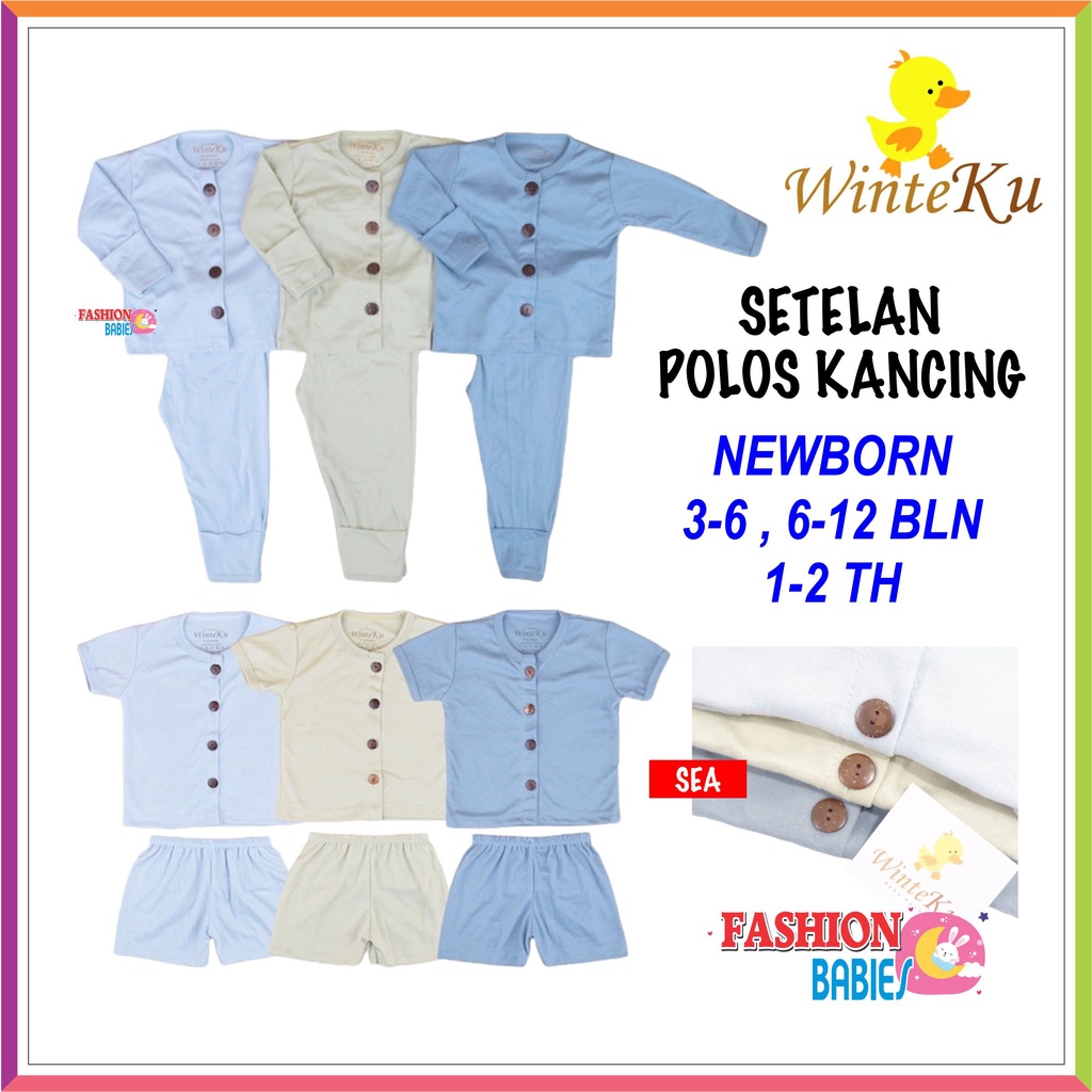 WINTEKU SETELAN BAYI KANCING BASIC POLOS | BASSIC BABY SET BUTTON SEA 0-2 TH