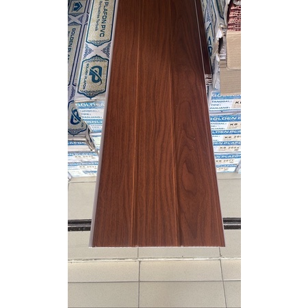 Plafon Pvc Laminate serat kayu coklat 30cm