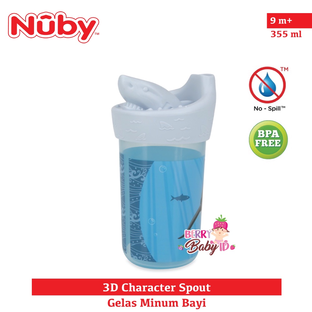 Nuby 3D Character Sippy Spout Cup Soft Silicone Gelas Minum Bayi Anak Berry Mart