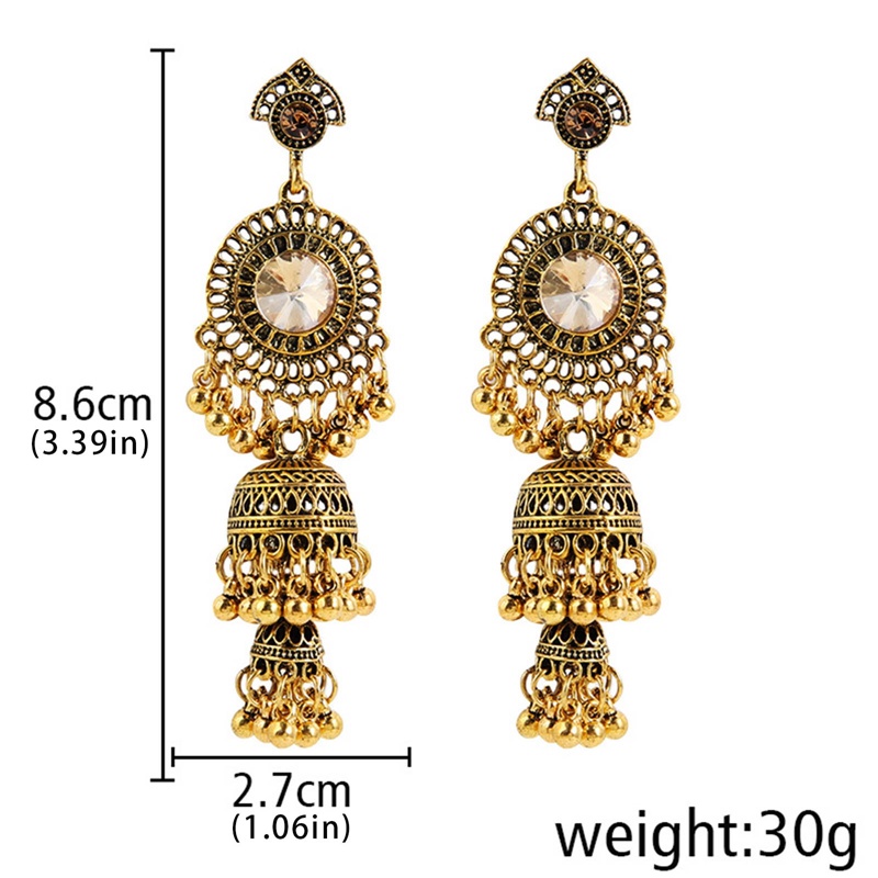 Anting Liontin Mutiara Bentuk Sangkar Burung Warna Emas Gaya Etnik Bohemian Indian Jhumka Jhumki Vintage