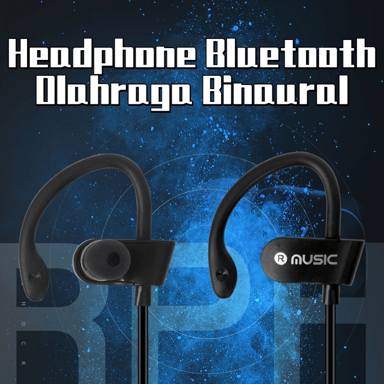 558 Bluetooth Earphone Earloop Earbud Stereo Bluetooth Headset Nirkabel Sport Earpiece Handsfree