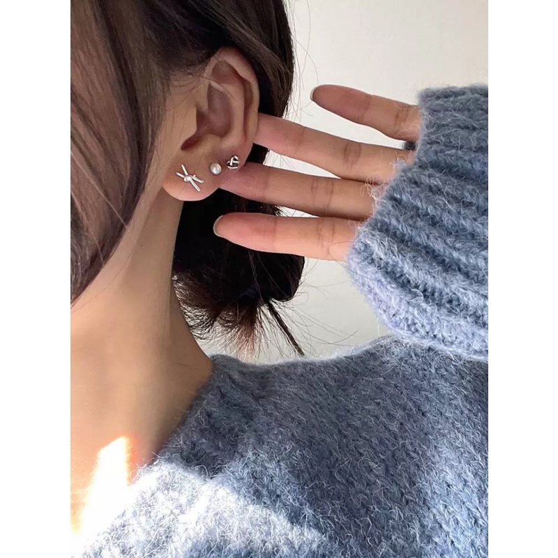 Roselife 1 Pasang Anting Tusuk Sterling Silver 925 Desain Hati Kecil Simple Anti Alergi Untuk Wanita