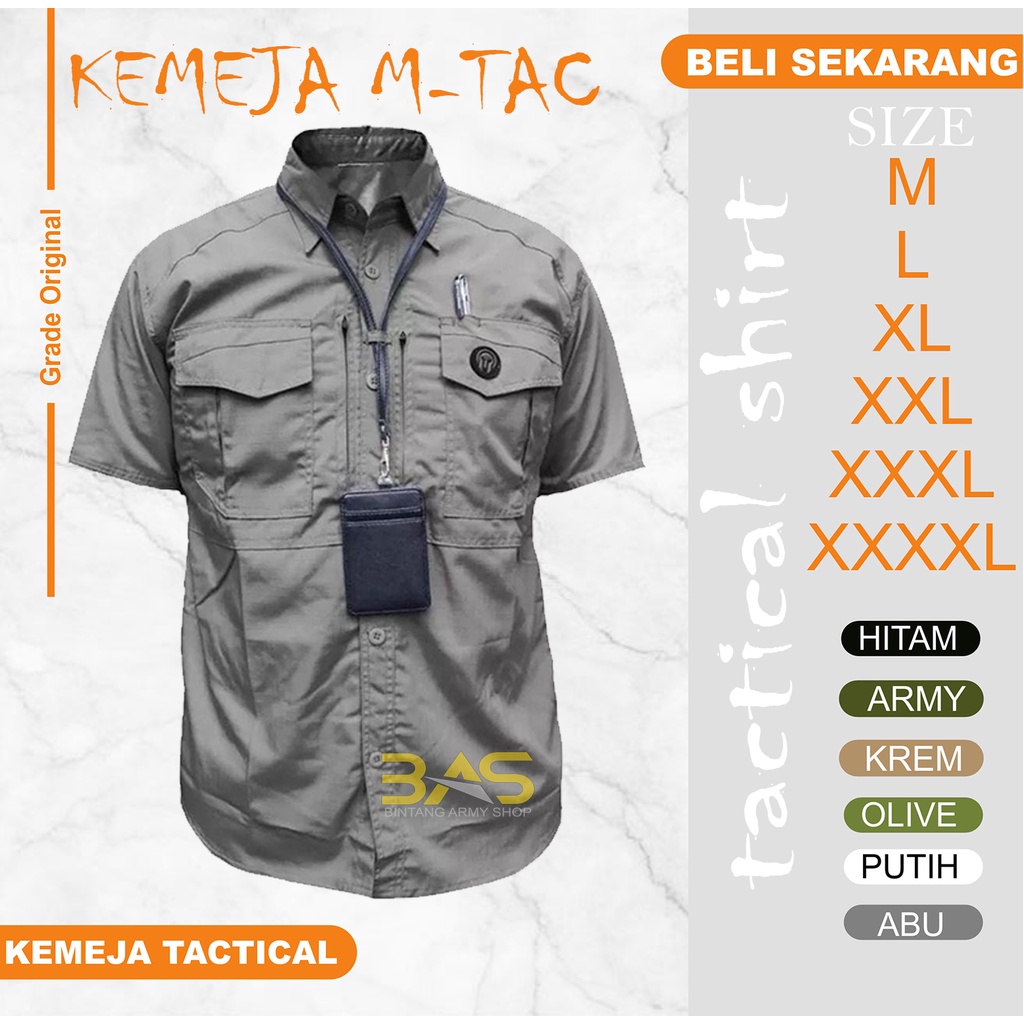 Kemeja tactical mtac lengan pendek kemeja casual pria kemeja outdoor kemeja lapangan