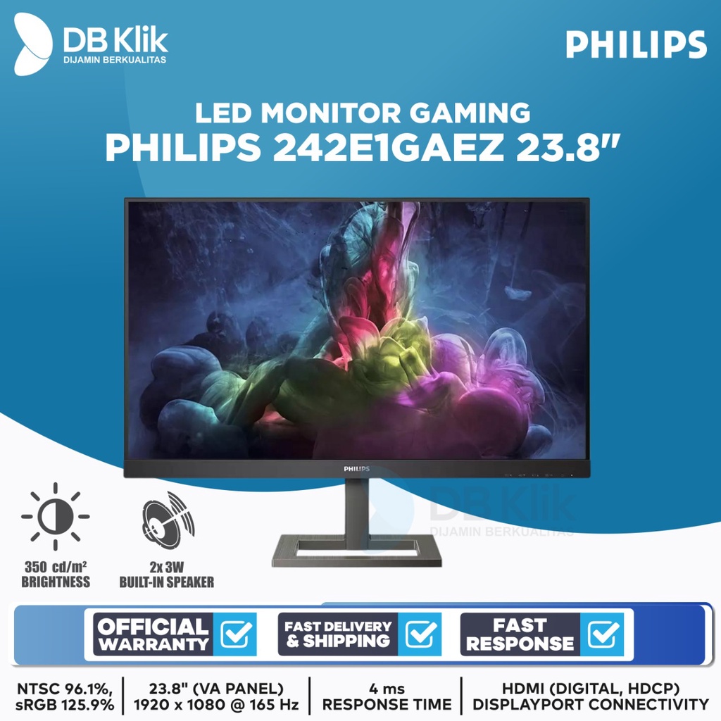 LED Monitor Gaming PHILIPS 242E1GAEZ 23.8&quot; 165Hz Full HD HDMI DP