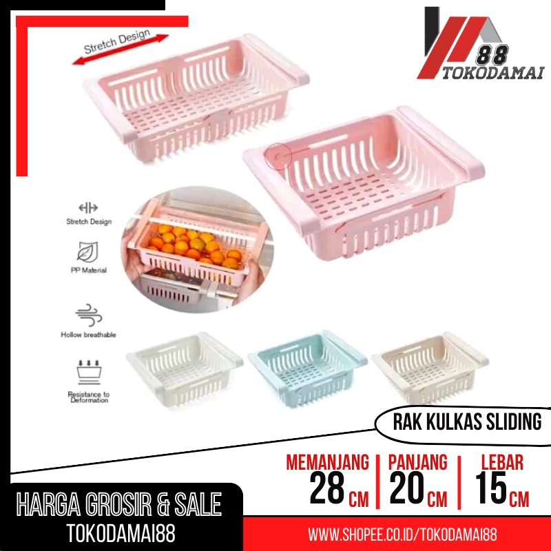 Rak Kulkas Multifunction Sliding Storage Box Laci Meja Tempat Cantol