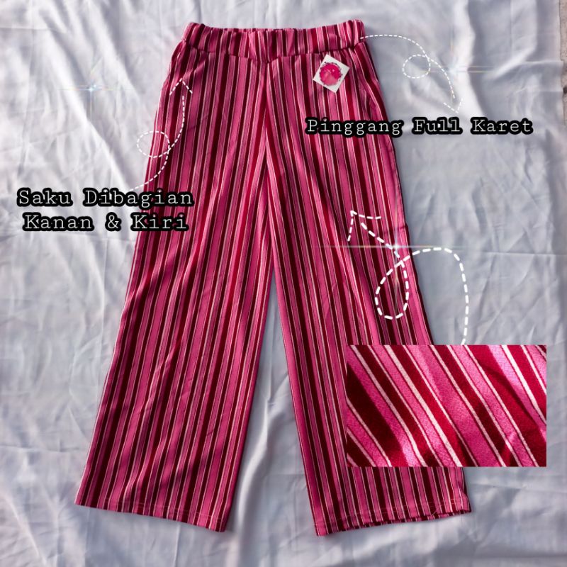 Kulot Crepe Motif Salur Termurah Best Seller | Celana Kulot Salur Panjang