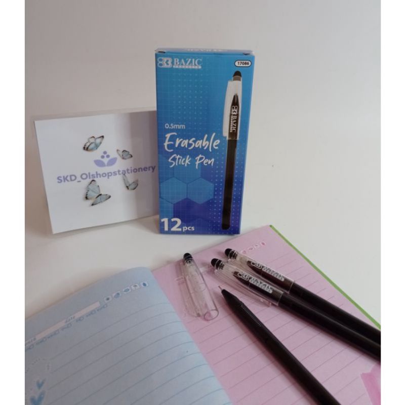 

pulpen pena gel bisa di hapus bazic tinta hitam 0,5mm erasable ( 12pcs )