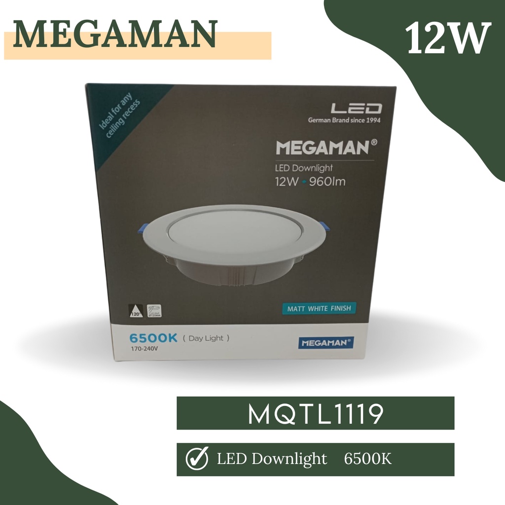 Lampu LED MEGAMAN Downlight MQTL1119 12W 6500K Putih