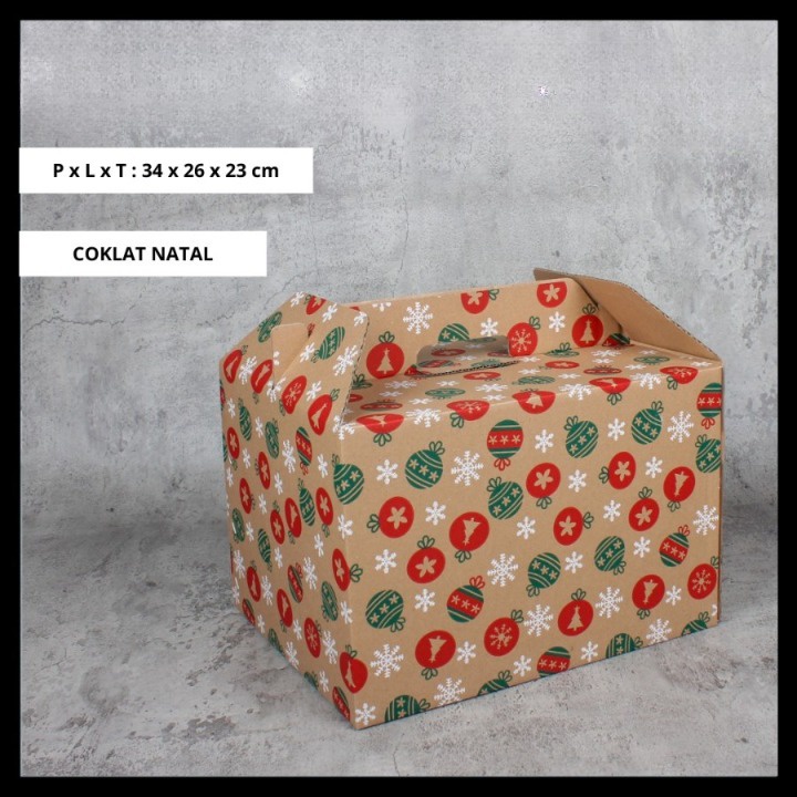 

10 Pcs Dus Jinjing Packaging Hampers Kardus Die Cut Cokelat Natal Box Kemasan Souvenir Ulang Tahun Size 34x26,5x23,5 cm