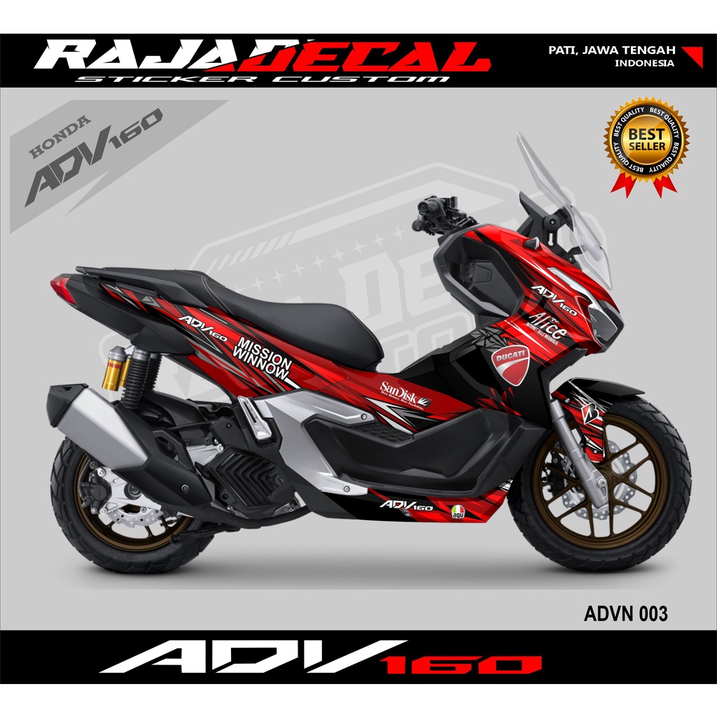 Modifikasi Honda ADV 160 2022-Stiker Dekal ADV 160 Disain Motif Abstrak Ducati ADVN 003