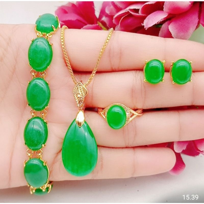 promo set giok lapis emas giok asli