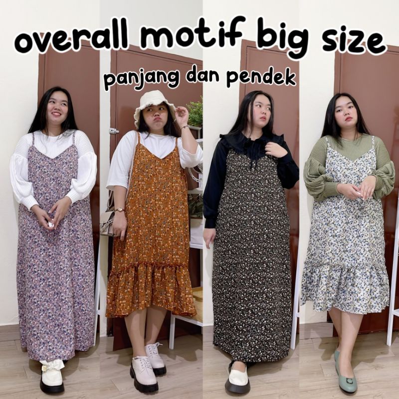 DEA OVERALL DRESS MOTIF FLORAL JUMBO BIG SIZE OVERSIZE KOREAN STYLE LD 120CM