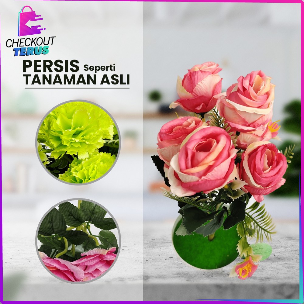 CT C682 C684 Tanaman Hias Plastik Pot Bunga Hias Bunga Artifisial Dekorasi Pot Tanaman Bunga Lily Artificial