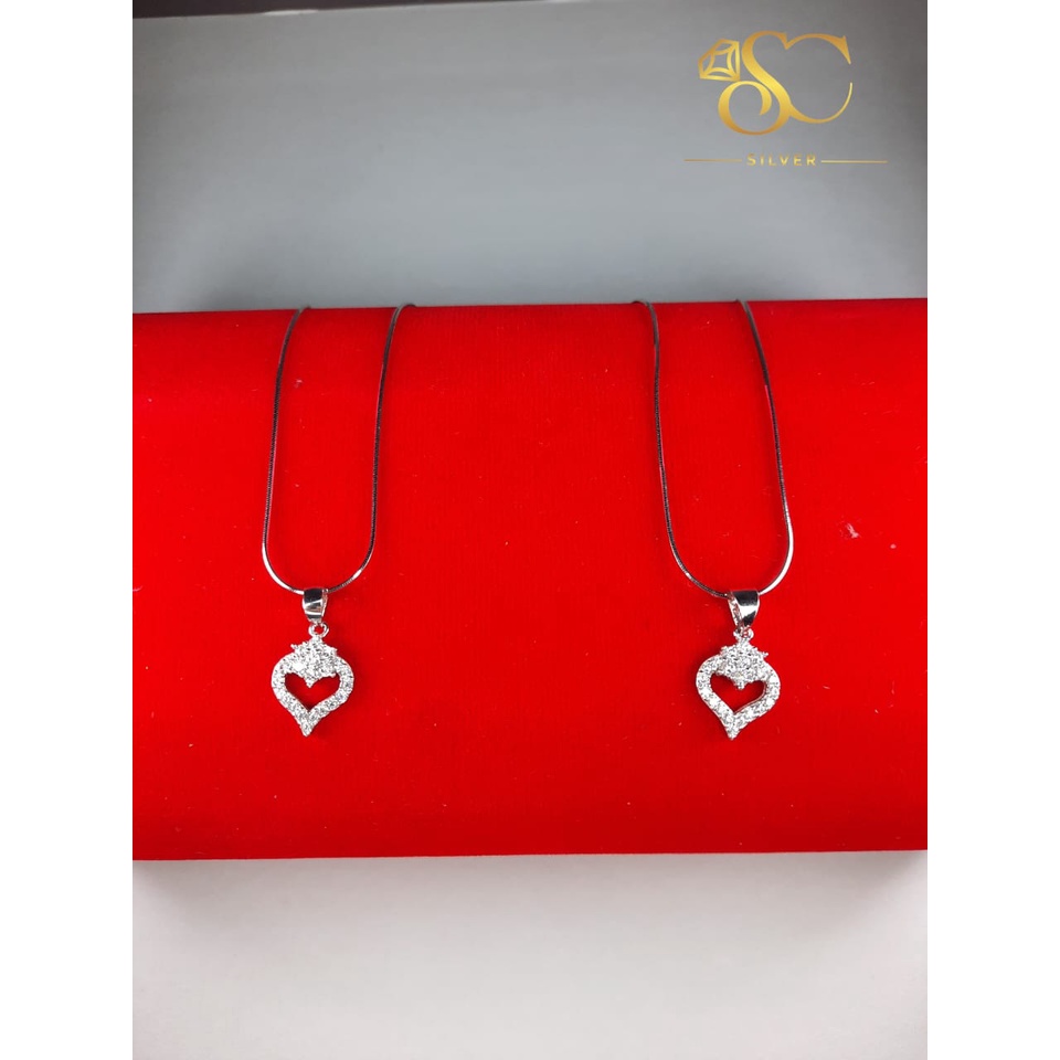 Kalung Perak Asli Silver 925 Lapis Emas Putih Model Kalung Cassandra Liontin Hati Perhiasan perak Ka