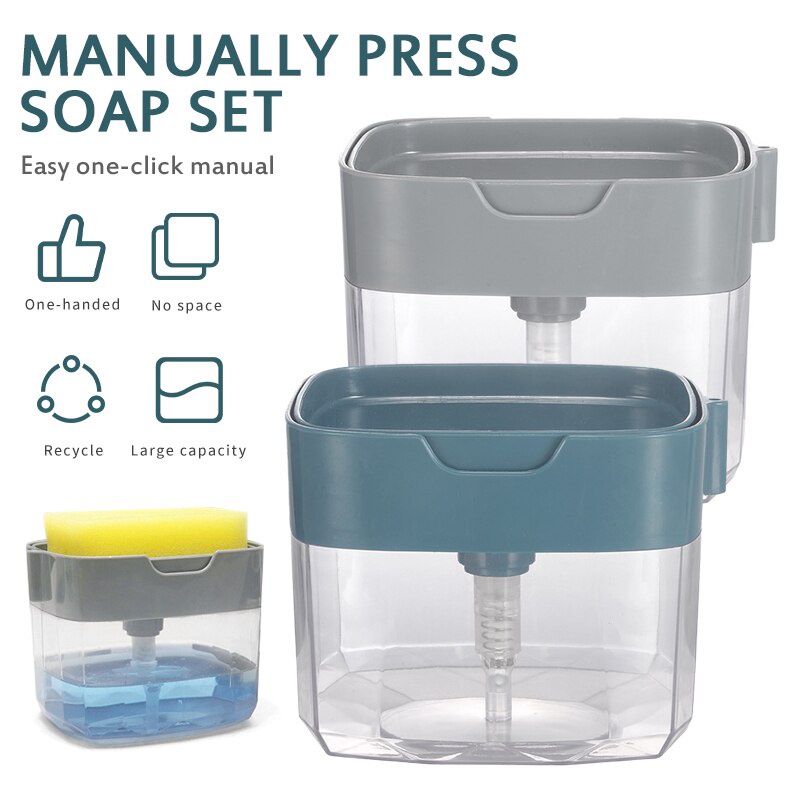 TOUCH SOAP DISPENSER TEMPAT SABUN CAIR CUCI PIRING + SPONGE SPONS BUSA