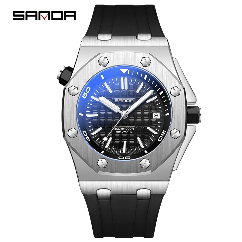 SANDA 7032 Jam Tangan Pria Analog Chronograph Tali Silicone Luminous Display WATCHKITE WKOS