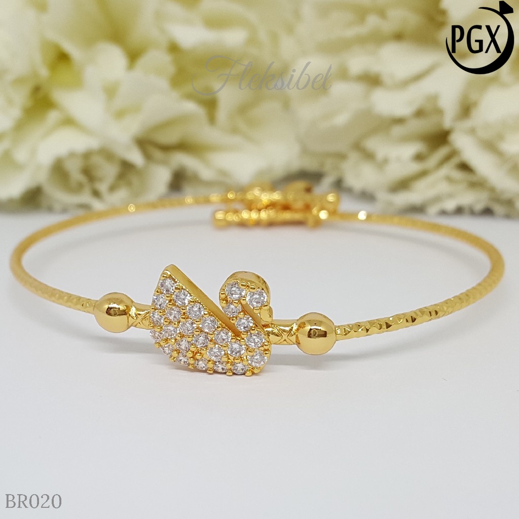 PGX Gelang Bangle Fleksibel Perhiasan Xuping Lapis Emas - BR020