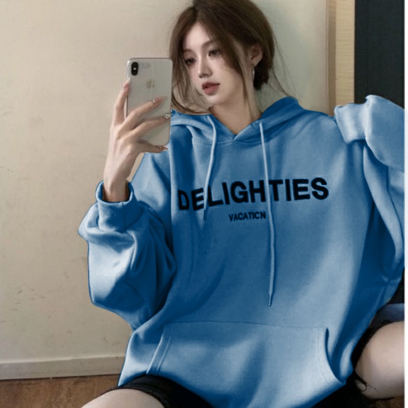 Sweater Hoodie Wanita Oversize | Delighties Vacation Size M.L.XL | Sweater Hoodie Wanita Korean Style