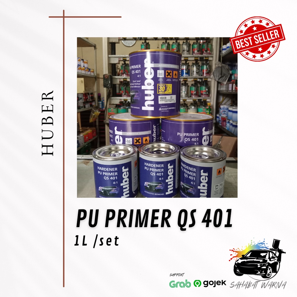Epoxy Huber PU Primer QS 401 Abu  - 1L set/Cat Dasar/Poksi