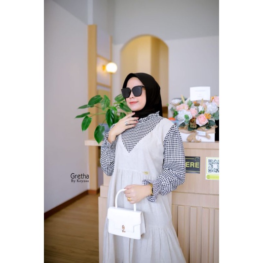 Midi Dress Greta By Keyzaa Matt Linen import mix katun akrilic