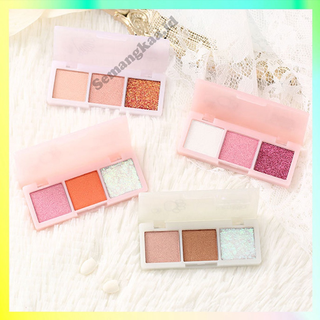 LAMEILA Make Up Cat Eyeshadow Palatte 3 Warna Kombinasi Glitter Waterproof LA126