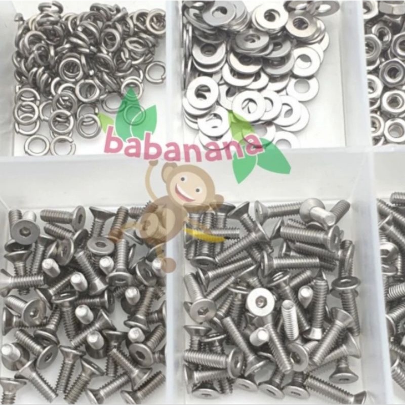 600pcs M2 flat head countersunk baut hex screw mur washer nut