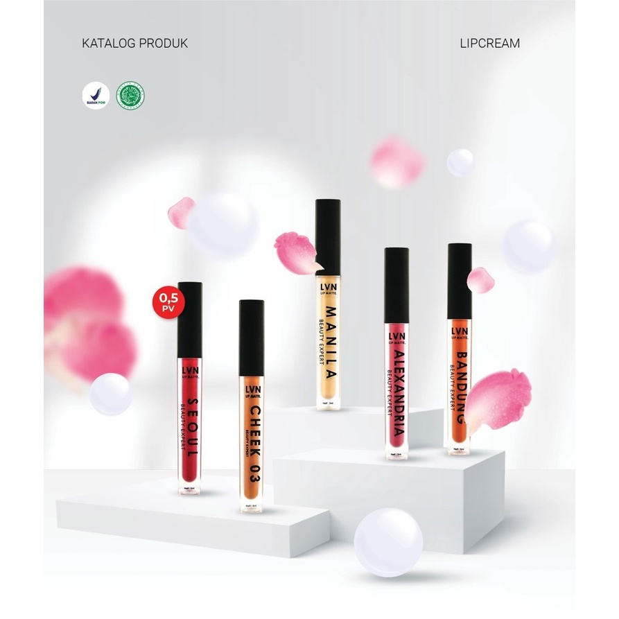 LVN LIP CREAM MATTE N CHEEK LIPSTIK RINGAN MENCERAHKAN TRANSFERPROOF & MENCEGAH BIBIR HITAM PECAH LI