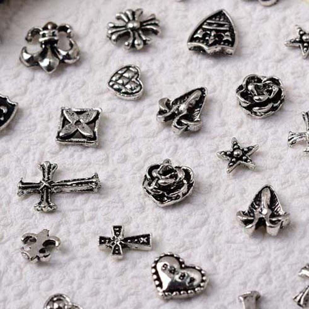 AUGUSTINA Agustina Cross Dekorasi Kuku Fashion Bintang Berujung Lima Perhiasan Seni Kuku Paduan Punk Nail Drills