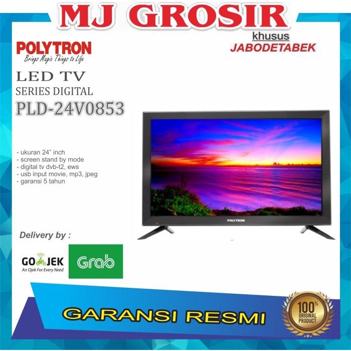 PROMO LED TV POLYTRON 24" 24V0853 24 INCH USB HD HDMI DIGITAL TV