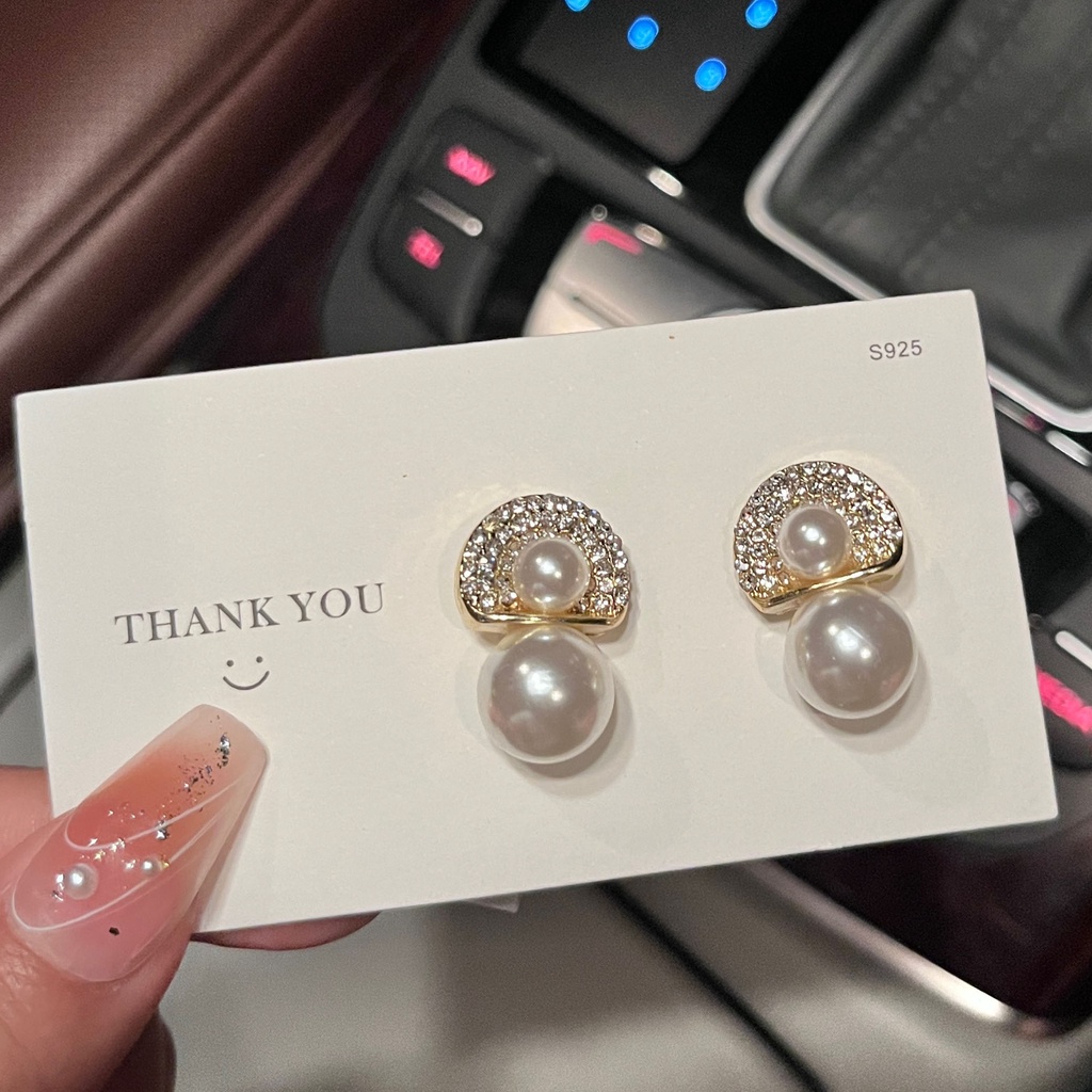 Anting Tusuk Retro Gaya Perancis Hias Mutiara Untuk Wanita