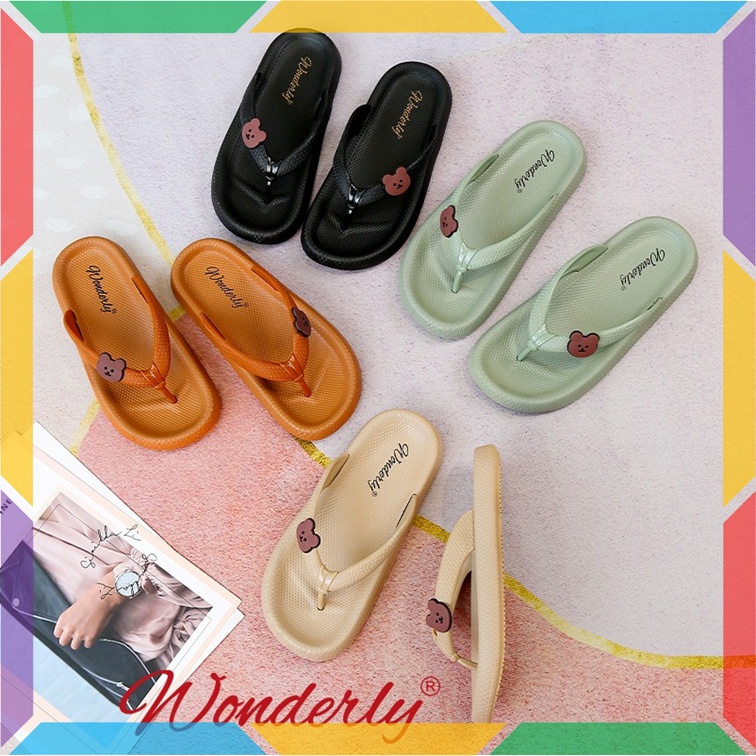 M2288 Sandal Jepit Wanita Bear Anti Slip Wonderly Sendal Cewek Karet Jelly Empuk Premium Glanzton