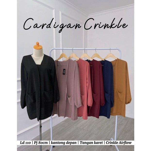 CARDIGAN CRINKLE CARDIGAN KANTONG 2 CARDIGAN POLOS CRINKLE