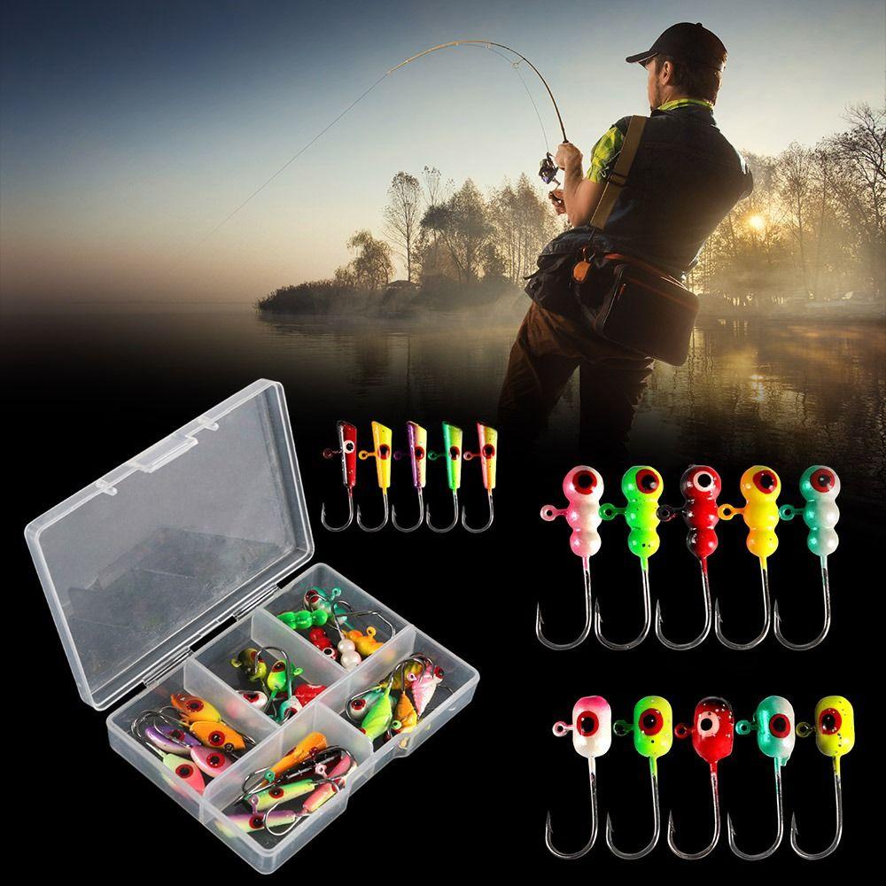 Top 25pcs/Box Musim Dingin Es Memancing Umpan diamond Jigging Walleye Lead Hard Hook