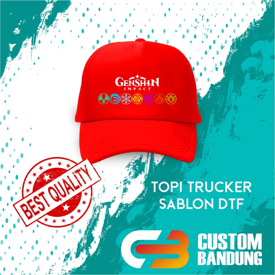 Topi Trucker GENSHIN IMPACT  Pria Wanita Topi Jaring Aura Jala Trucker Cap Bisa Tulis Nama Bisa COD Original High Premium Quality