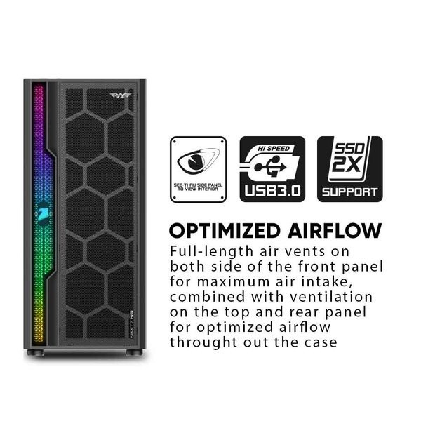 Armaggeddon Nimitz N9 ATX Gaming PC Case Tempered Glass Side Panel