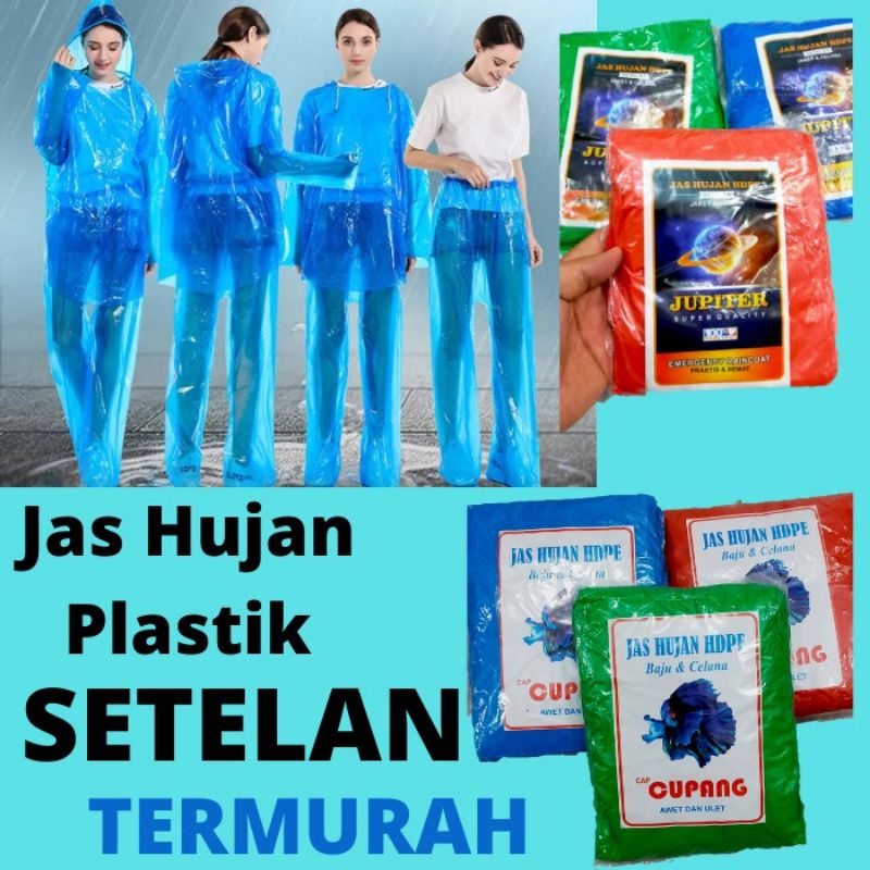 Jas Hujan Setelan Plastik HDPE/LDPE TEBAL 0,4-0,5MM Murah - Mantel Stelan Plastik