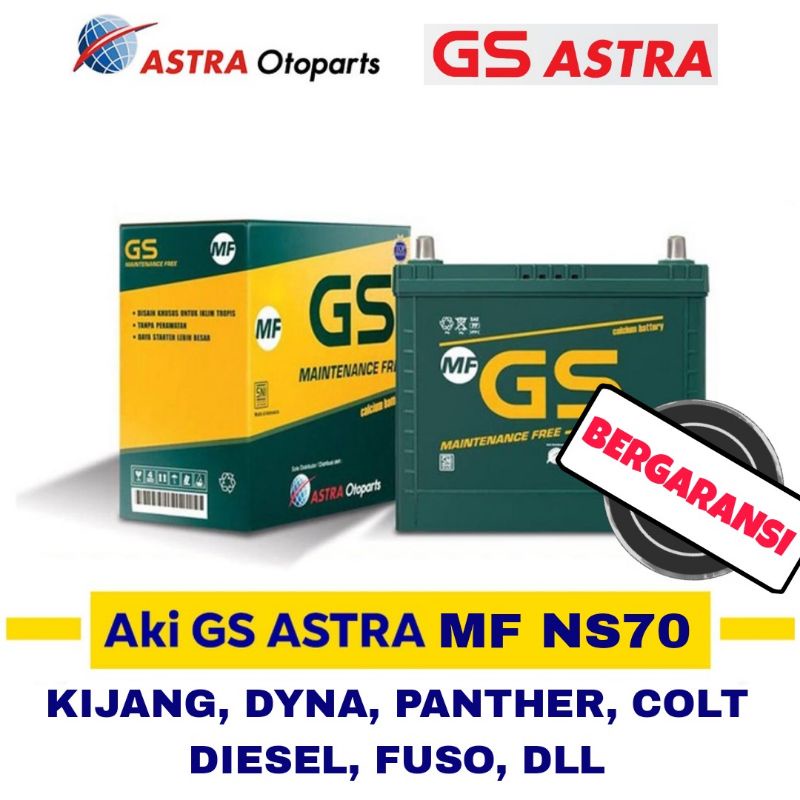 Aki Mobil GS Astra NS70 Aki Kering untuk mobil Kijang, Dyna, Panther, Colt Diesel, Fuso, dll