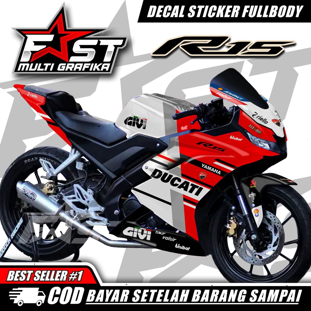 Sticker Striping Decal Yamaha R15 V3, Sticker Decal R15 V3,  , striping R15 V3 Ducati full body