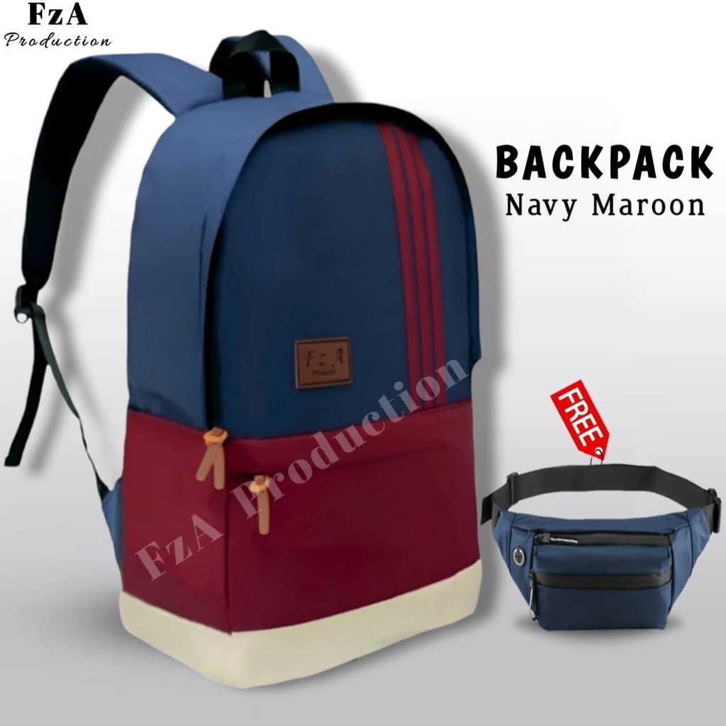 Tas Ransel  Punggung Distro Casual Pria Wanita / Tas Ransel Laptop Original FzA FREE Tas Waistbag Trendy